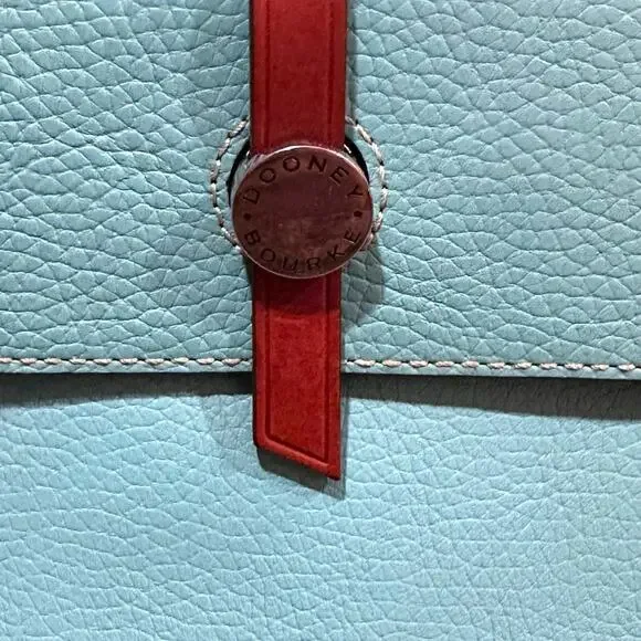 Dooney & Bourke East West Shopper Tote Sky Blue Pebble Leather Bag - Picture 3 of 6